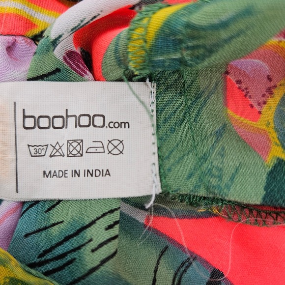 Boho Tropical Sheer Maxi Halter Dress Cutout Large Vacation Cruise Beach - Picture 5 of 9